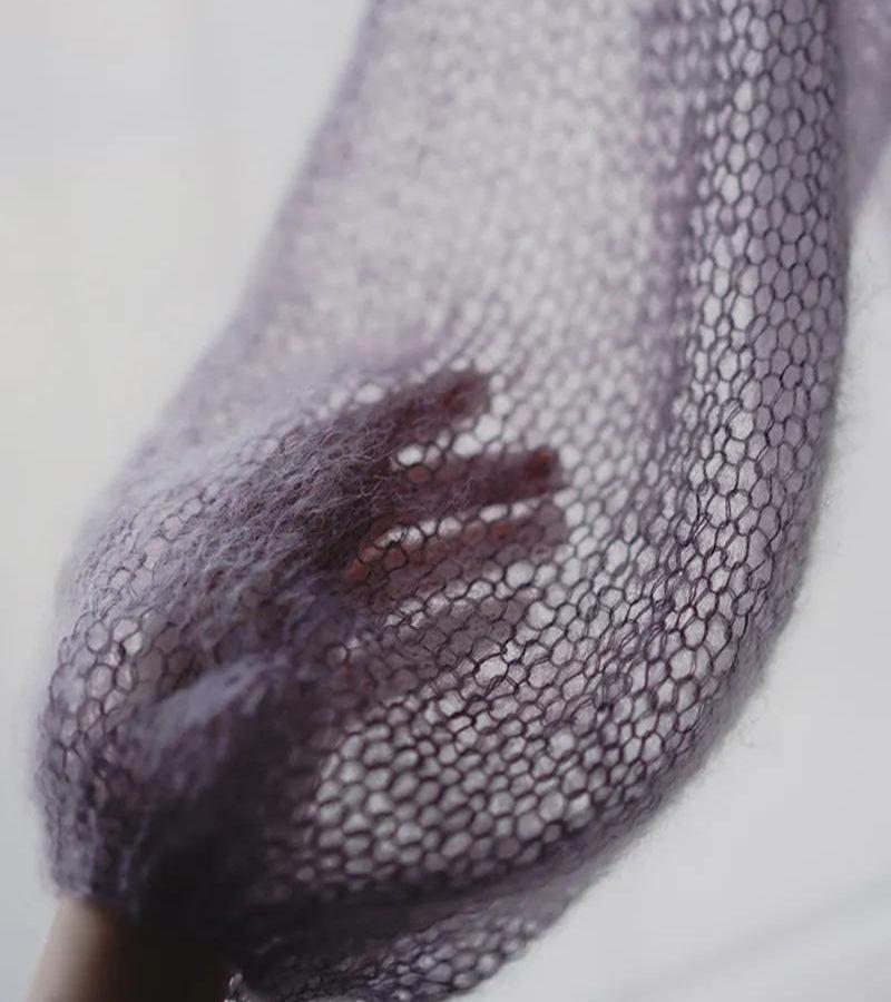 Puff Sleeved Mesh Knit Sweater - KAYSMAR