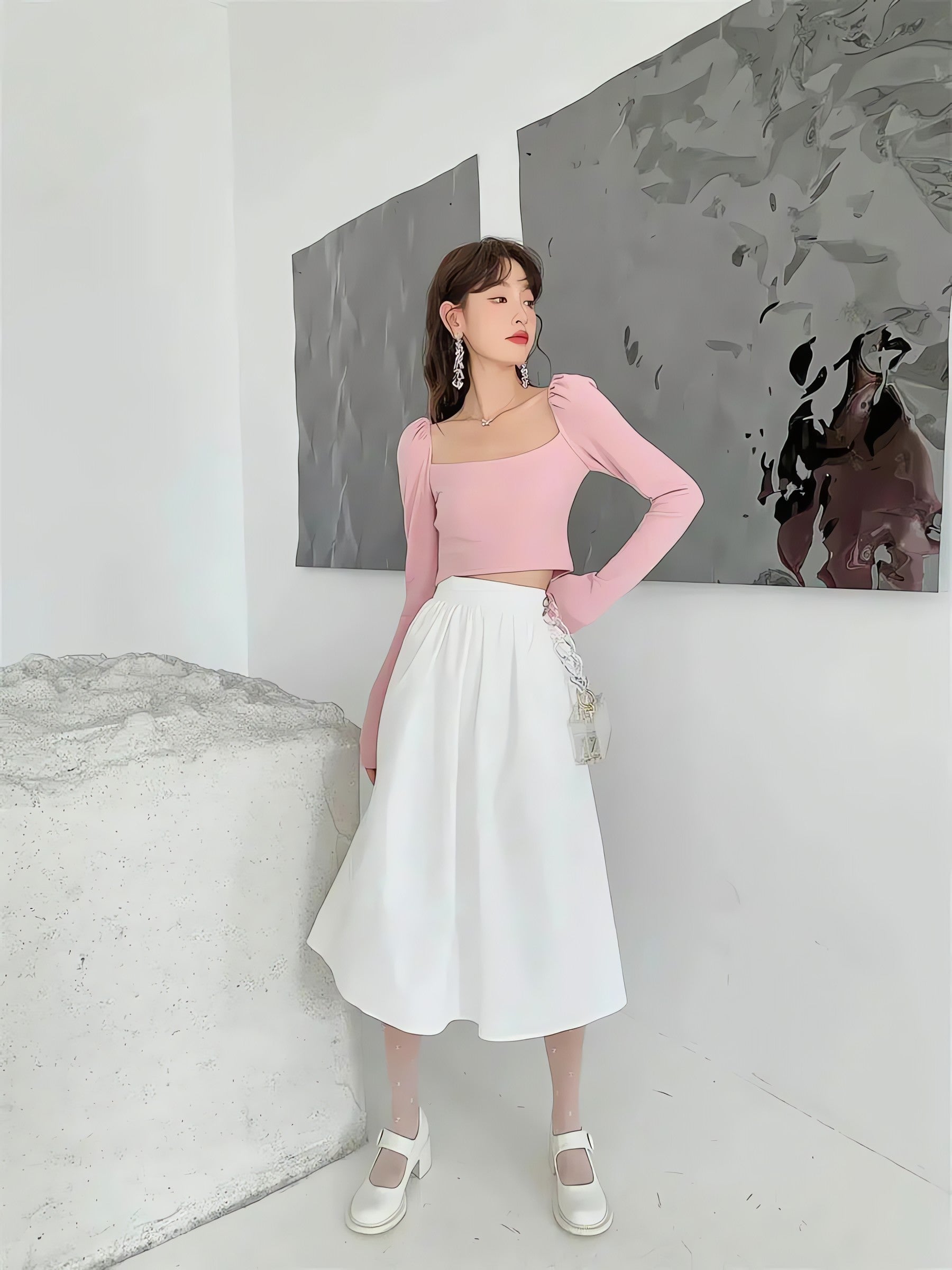 Puff Shoulder Bow Crop Top - KAYSMAR