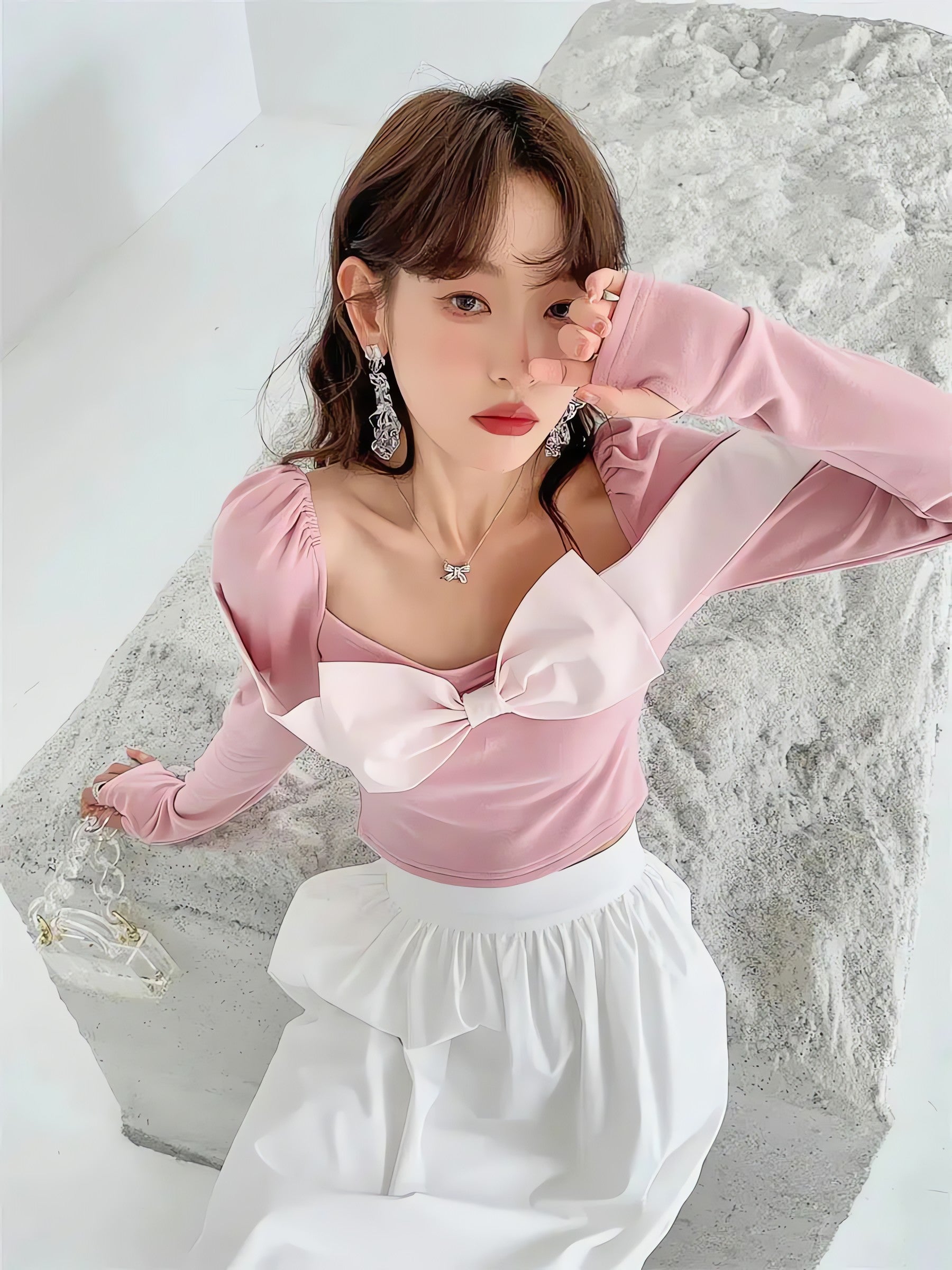 Puff Shoulder Bow Crop Top - KAYSMAR