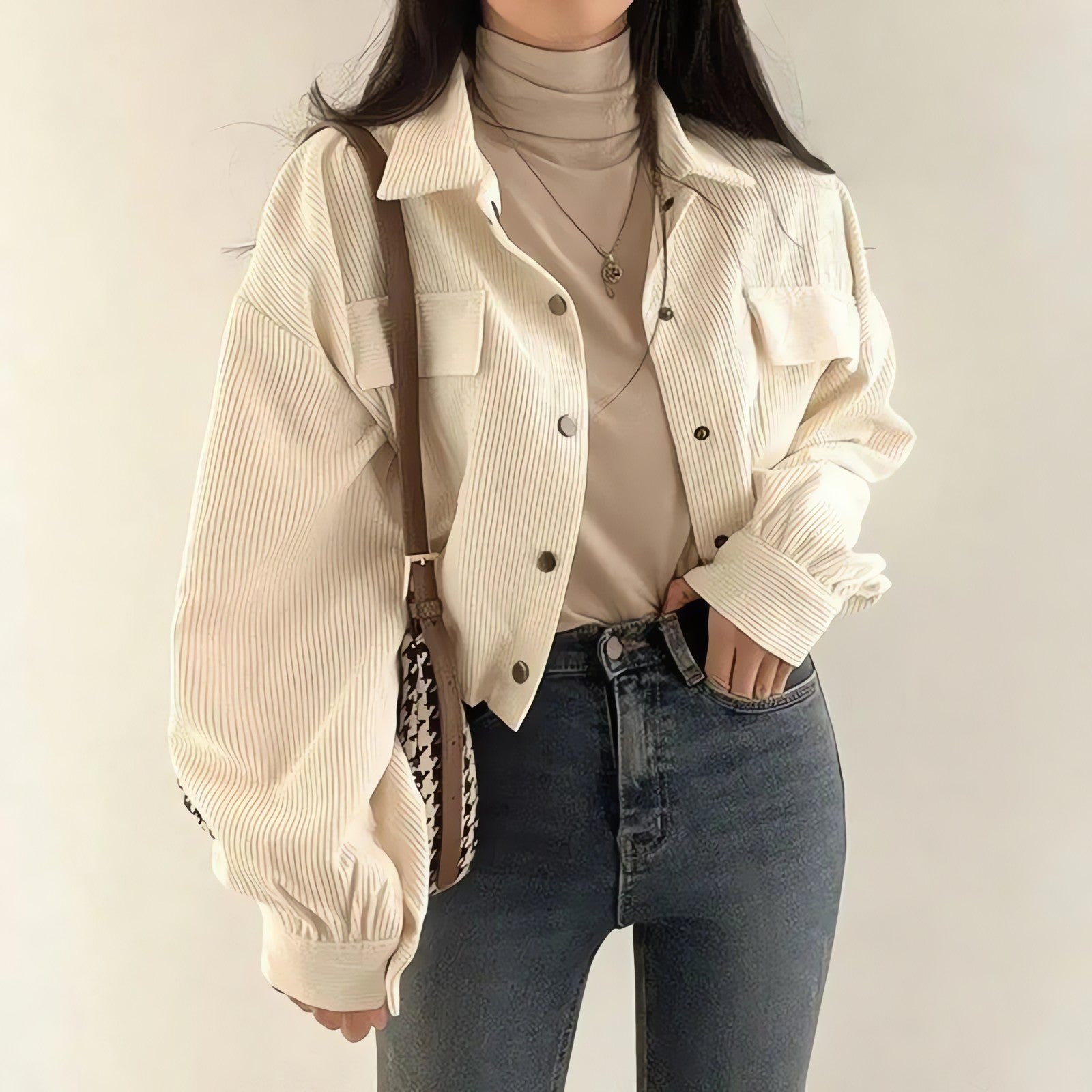 Puff Sleeved Corduroy Crop Shirt - KAYSMAR