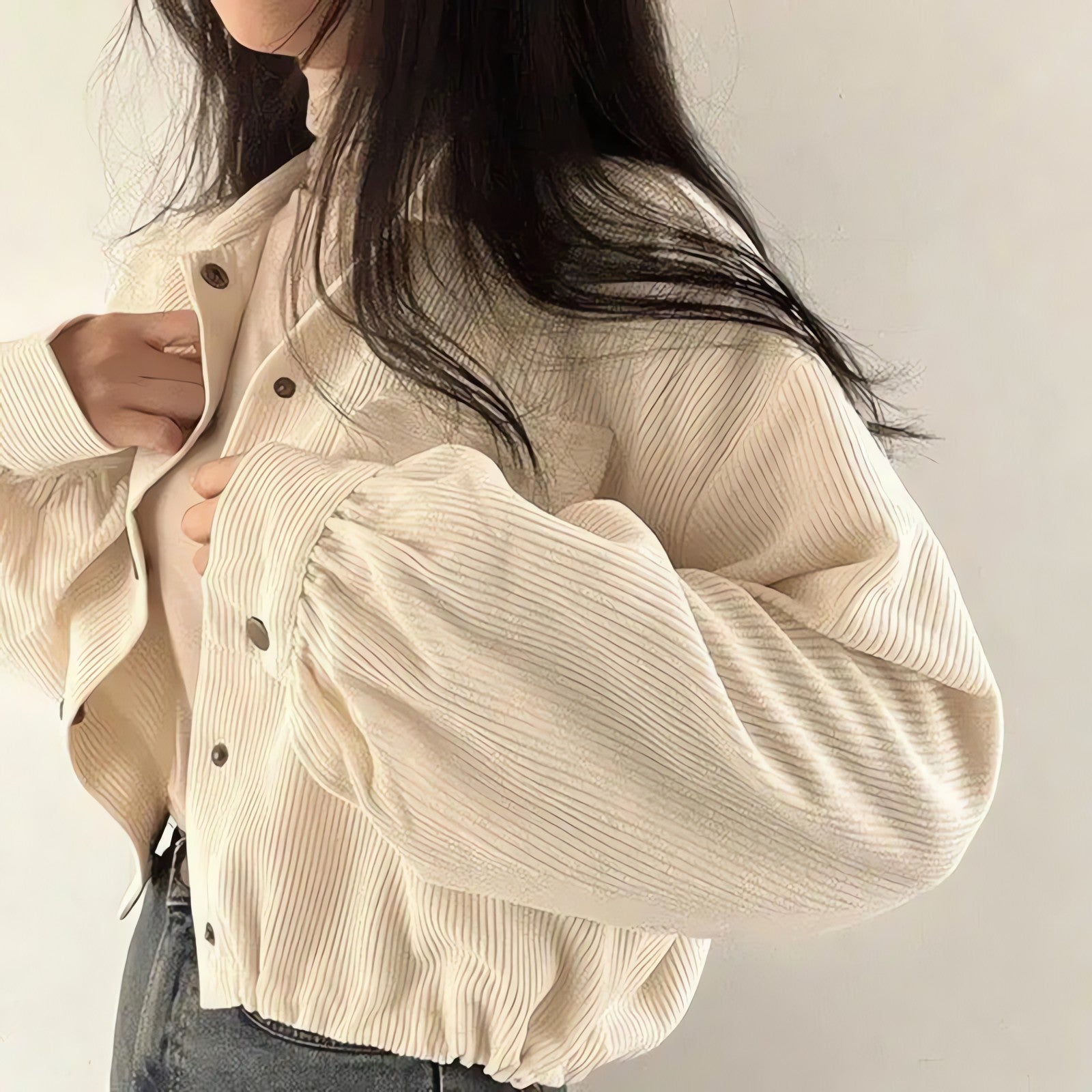 Puff Sleeved Corduroy Crop Shirt - KAYSMAR