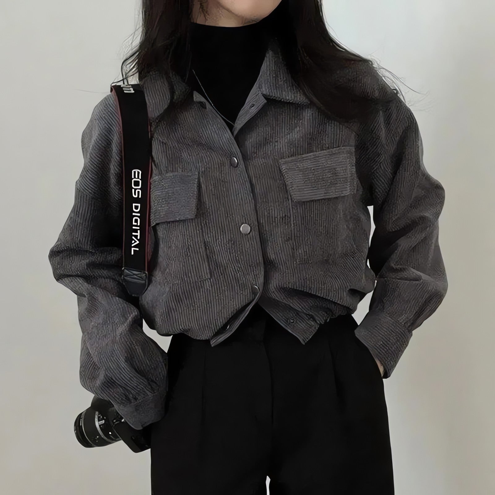 Puff Sleeved Corduroy Crop Shirt - KAYSMAR