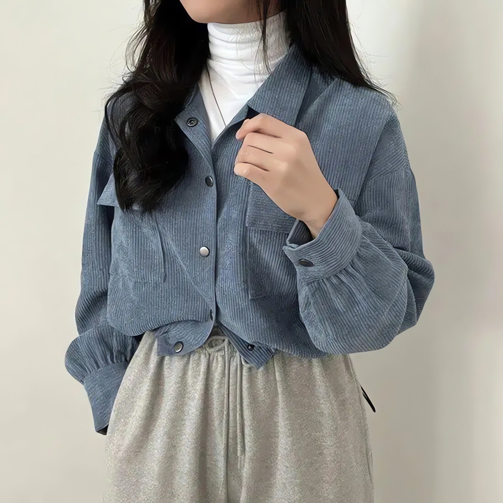 Puff Sleeved Corduroy Crop Shirt - KAYSMAR
