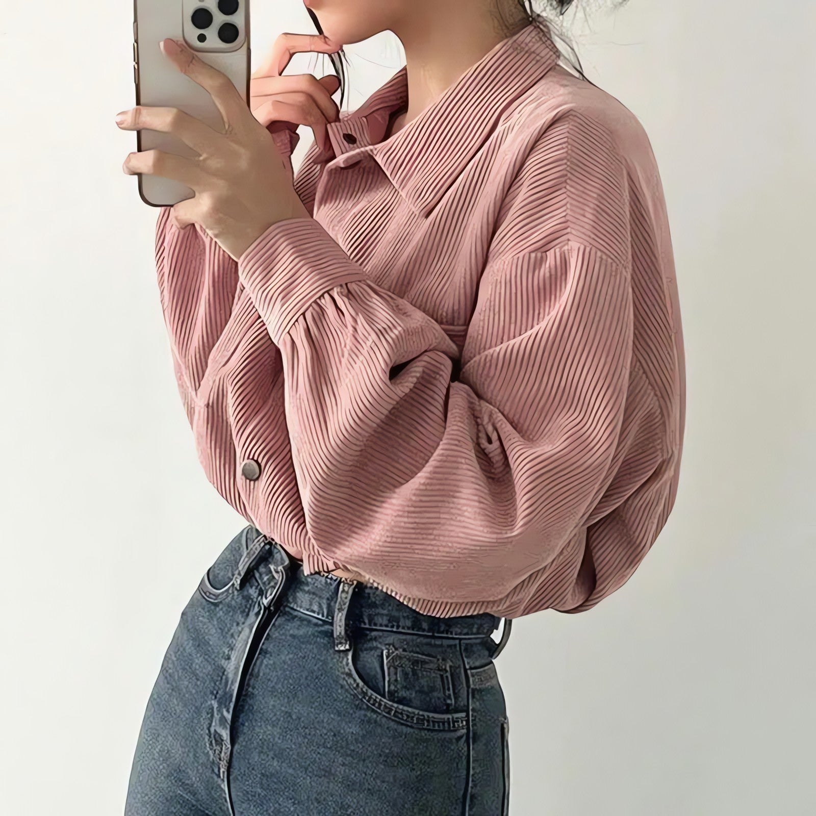 Puff Sleeved Corduroy Crop Shirt - KAYSMAR