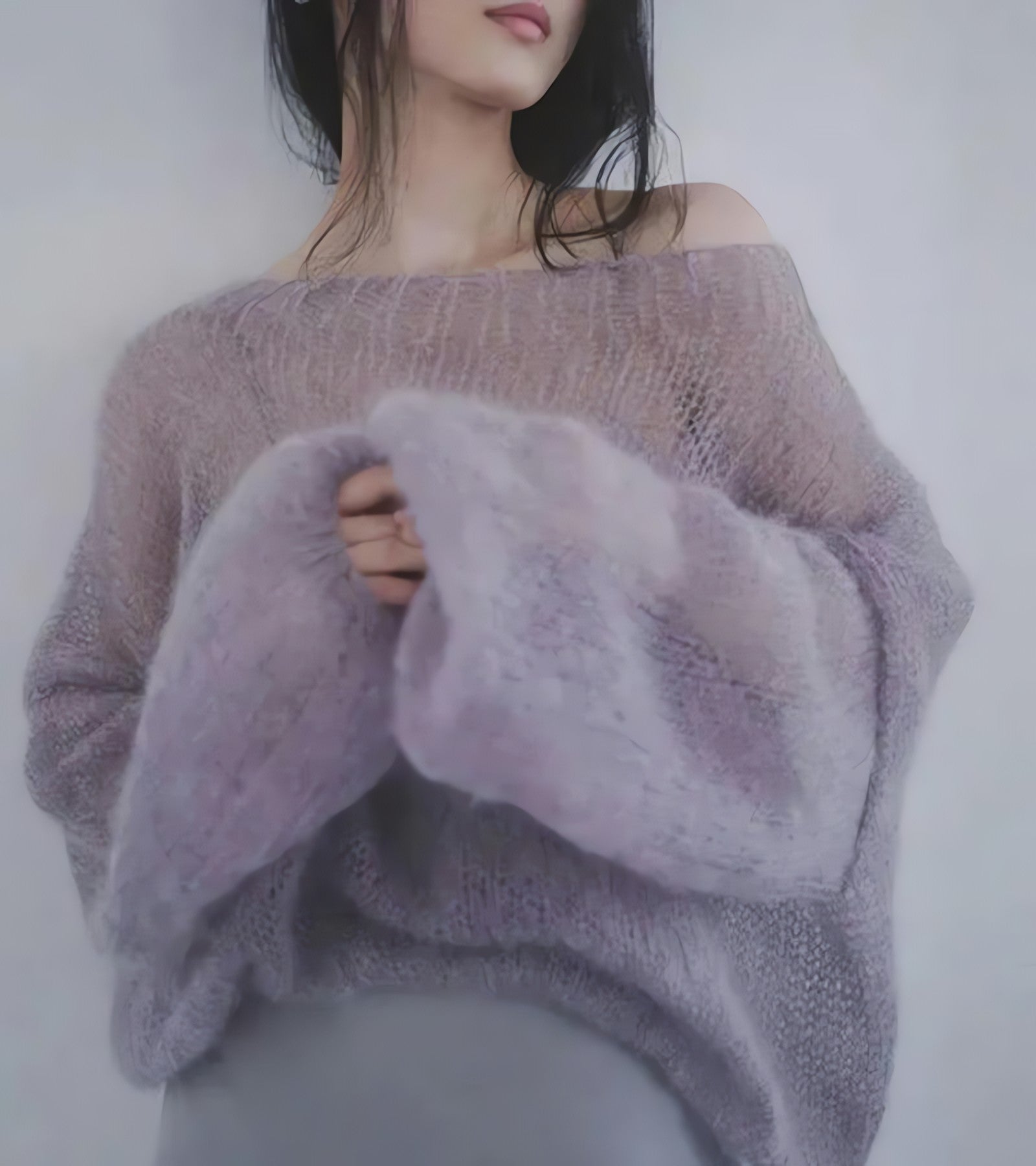 Puff Sleeved Mesh Knit Sweater - KAYSMAR