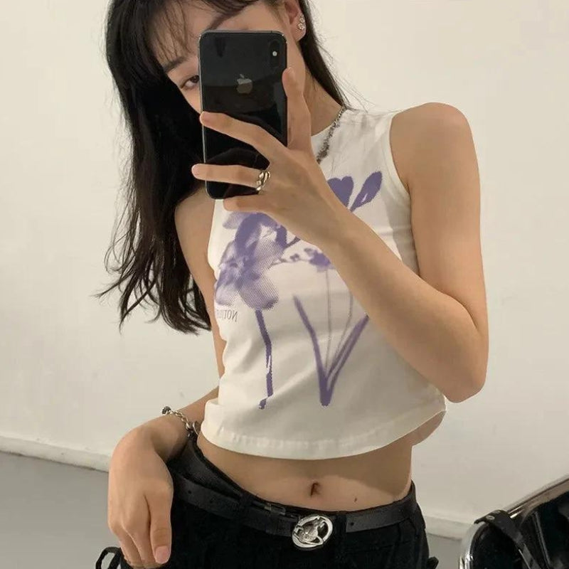Purple Flowers Tank Top - KAYSMAR