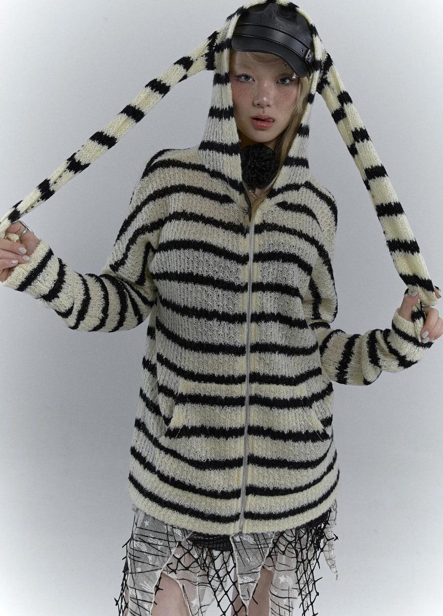 Rabbit Ears Hooded Cardigan Jacket - KAYSMAR