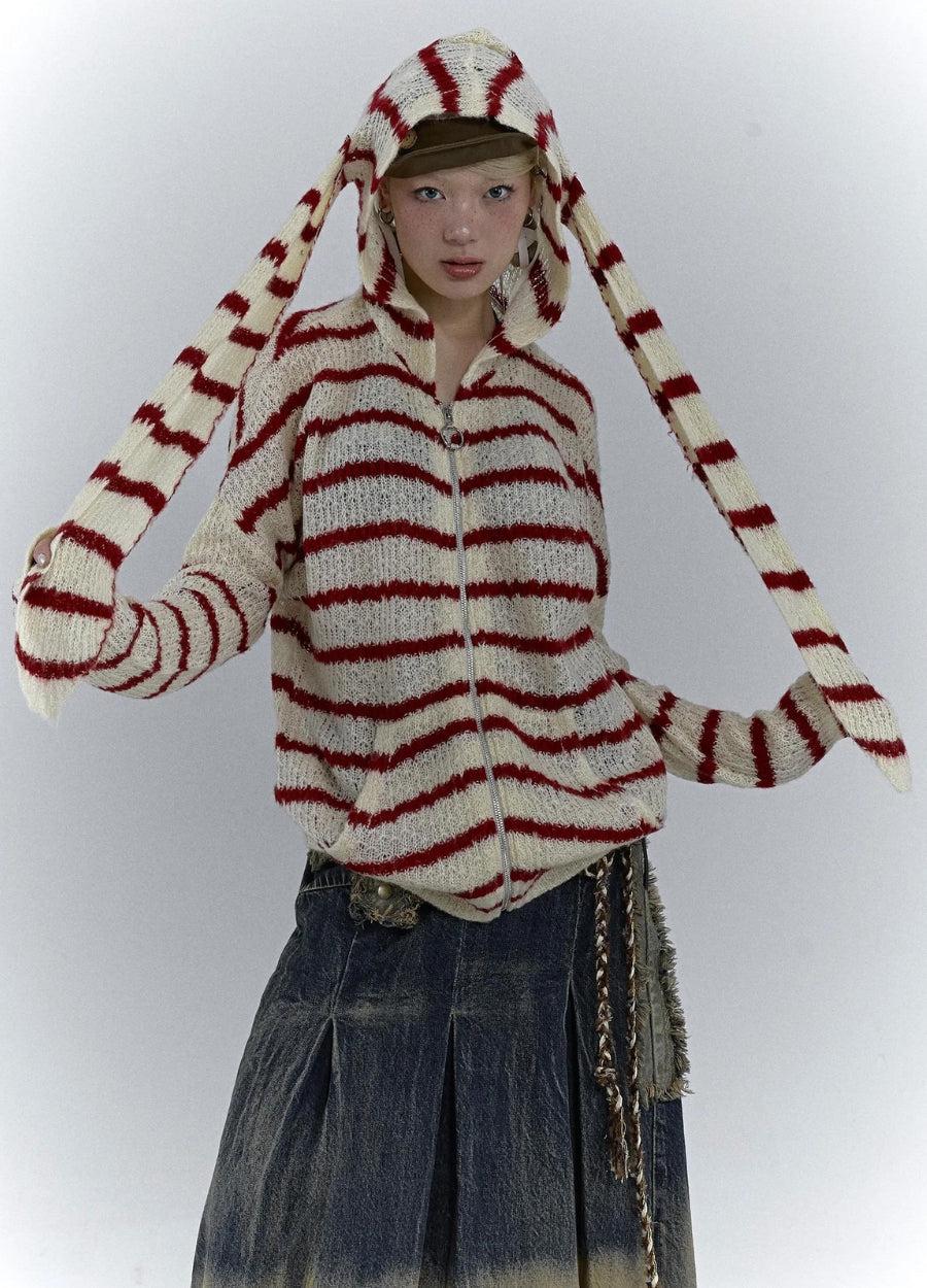 Rabbit Ears Hooded Cardigan Jacket - KAYSMAR