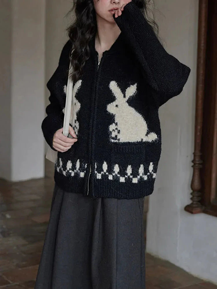 Rabbit Knitted Zip Cardigan - KAYSMAR