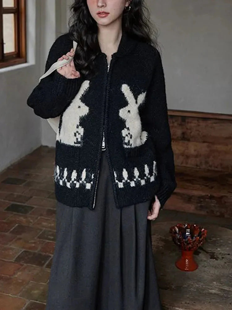 Rabbit Knitted Zip Cardigan - KAYSMAR