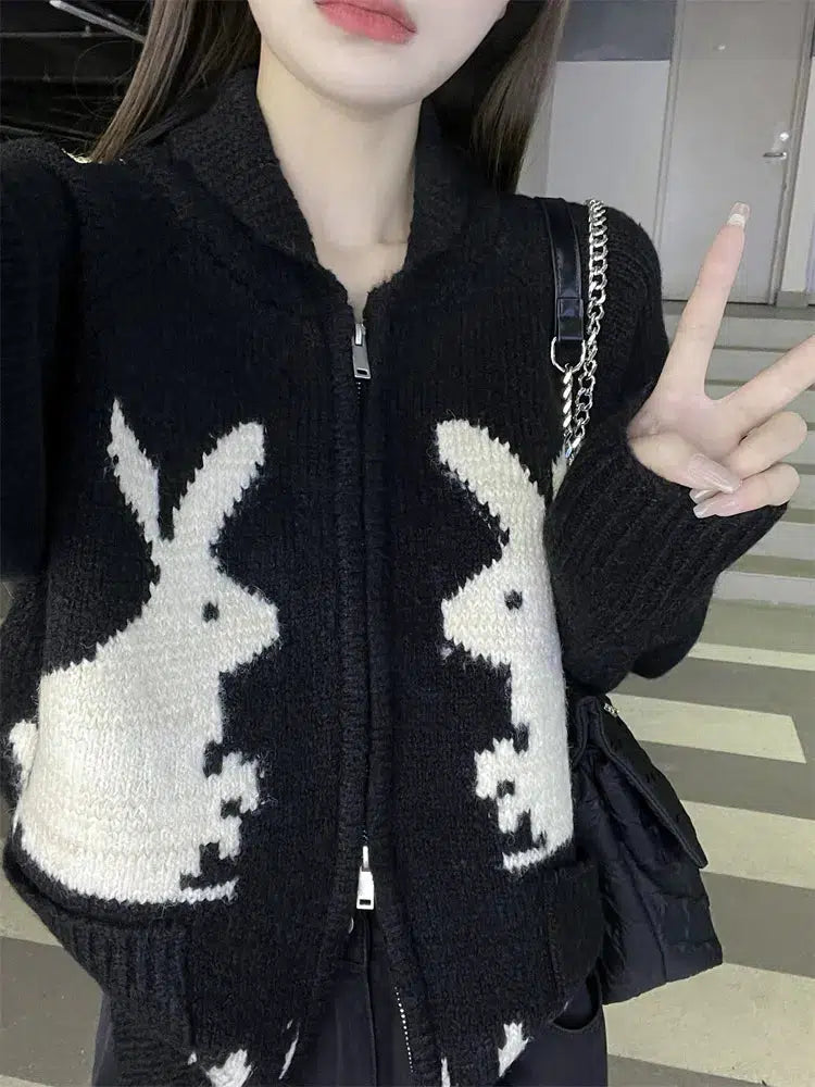 Rabbit Knitted Zip Cardigan - KAYSMAR
