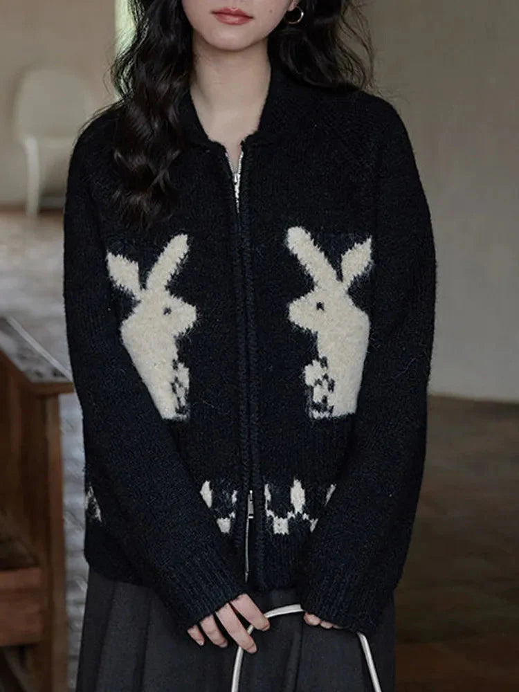 Rabbit Knitted Zip Cardigan - KAYSMAR