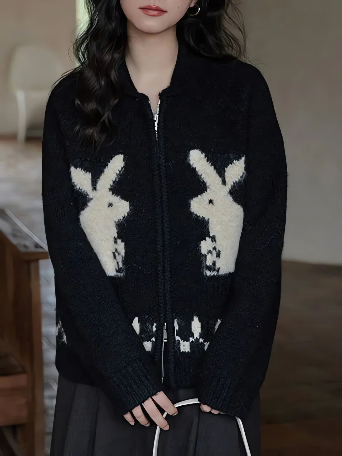 Rabbit Knitted Zip Cardigan - KAYSMAR