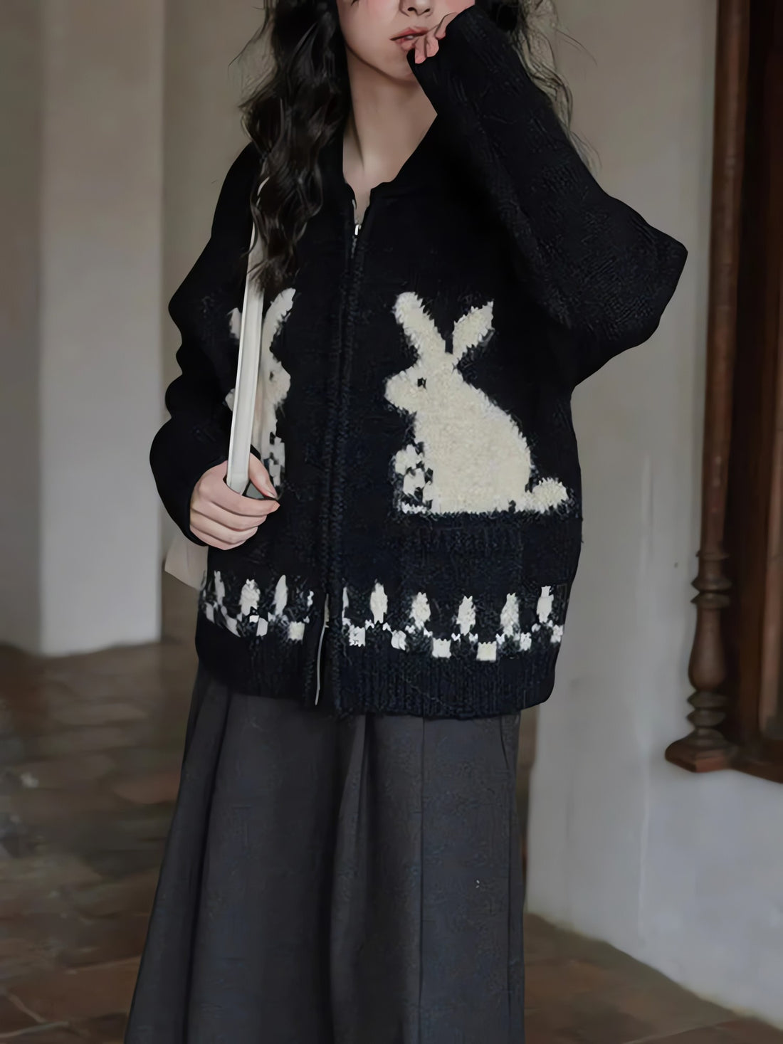 Rabbit Knitted Zip Cardigan - KAYSMAR