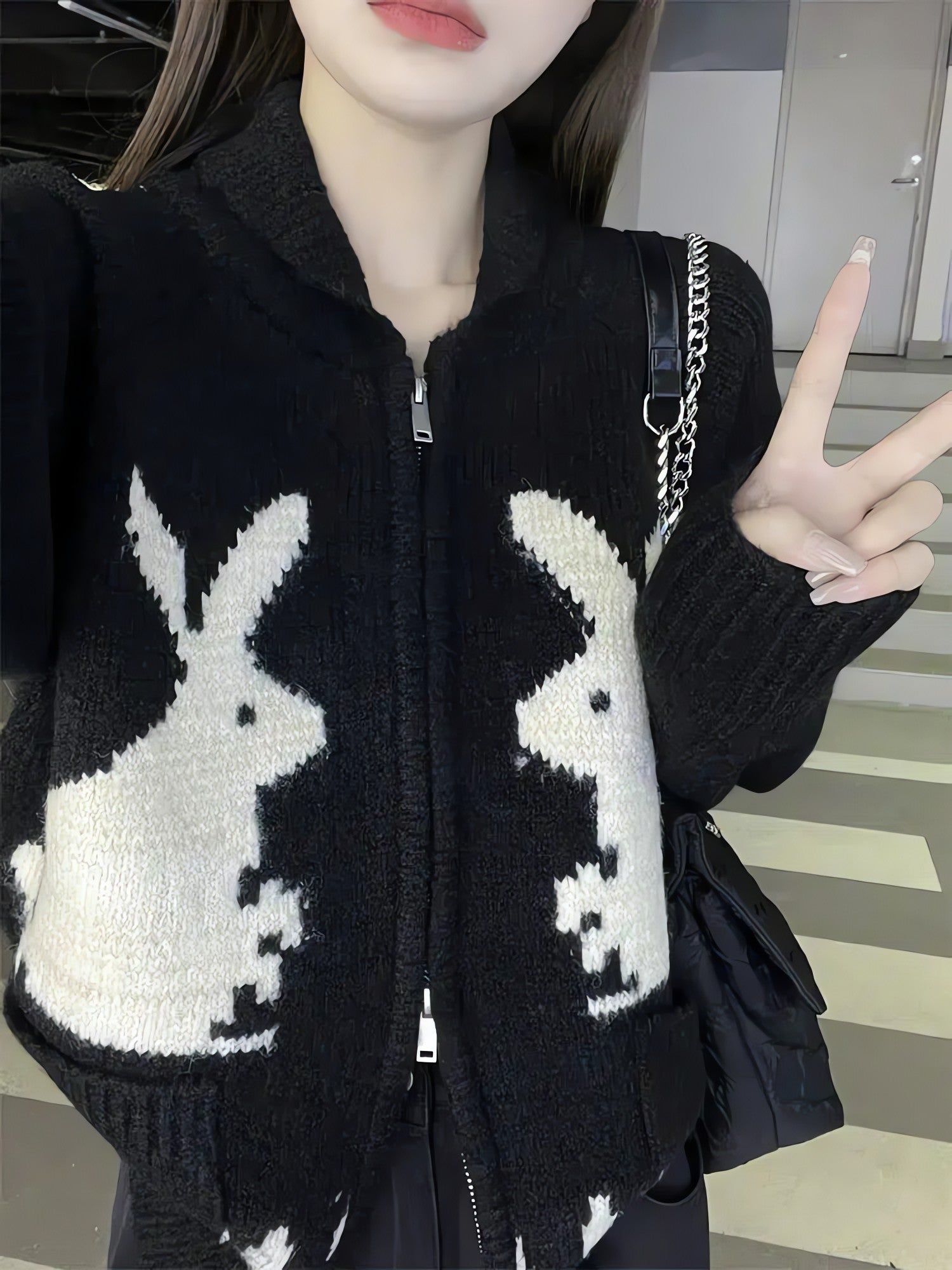 Rabbit Knitted Zip Cardigan - KAYSMAR