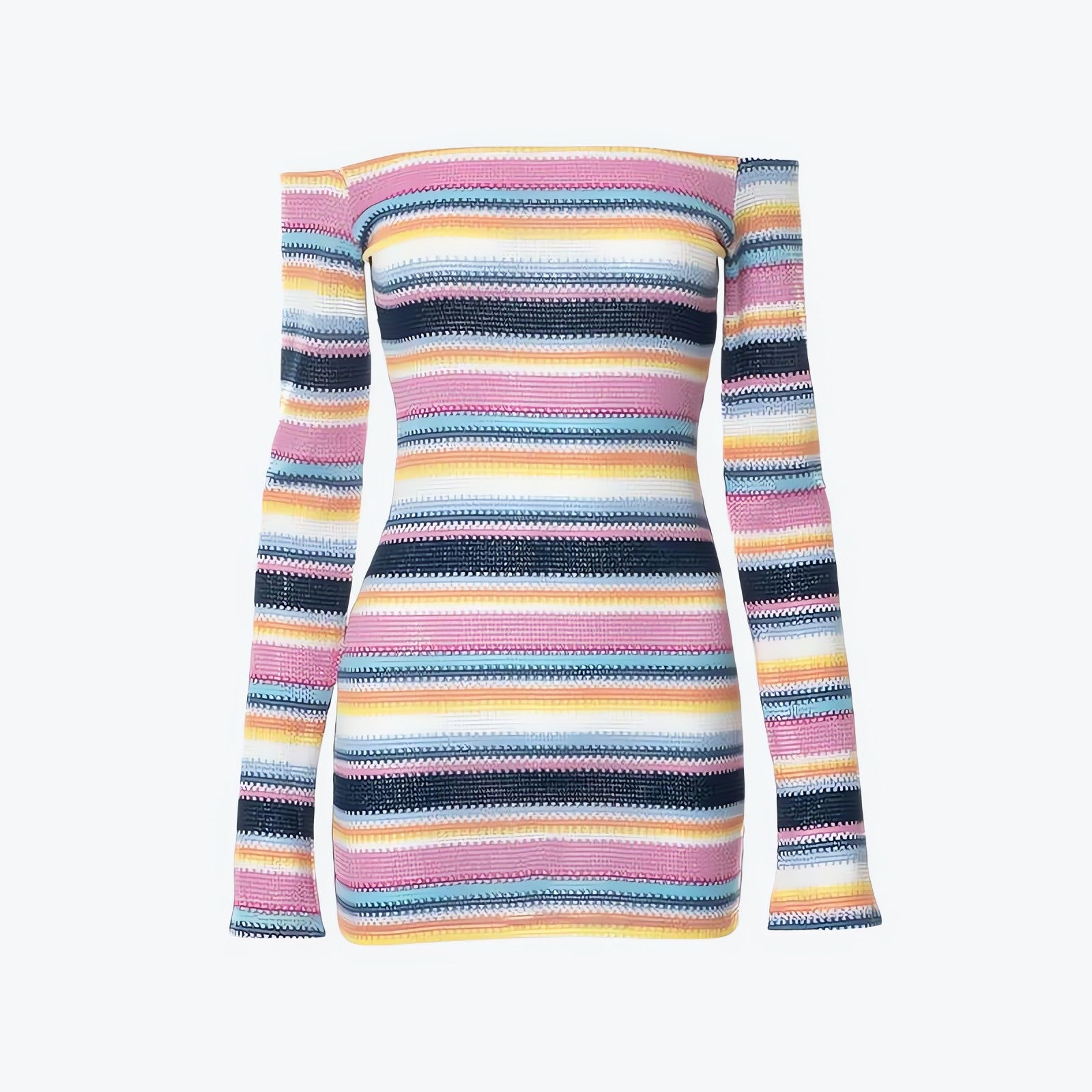 Rainbow Off Shoulder Knitted Mini Dress - KAYSMAR