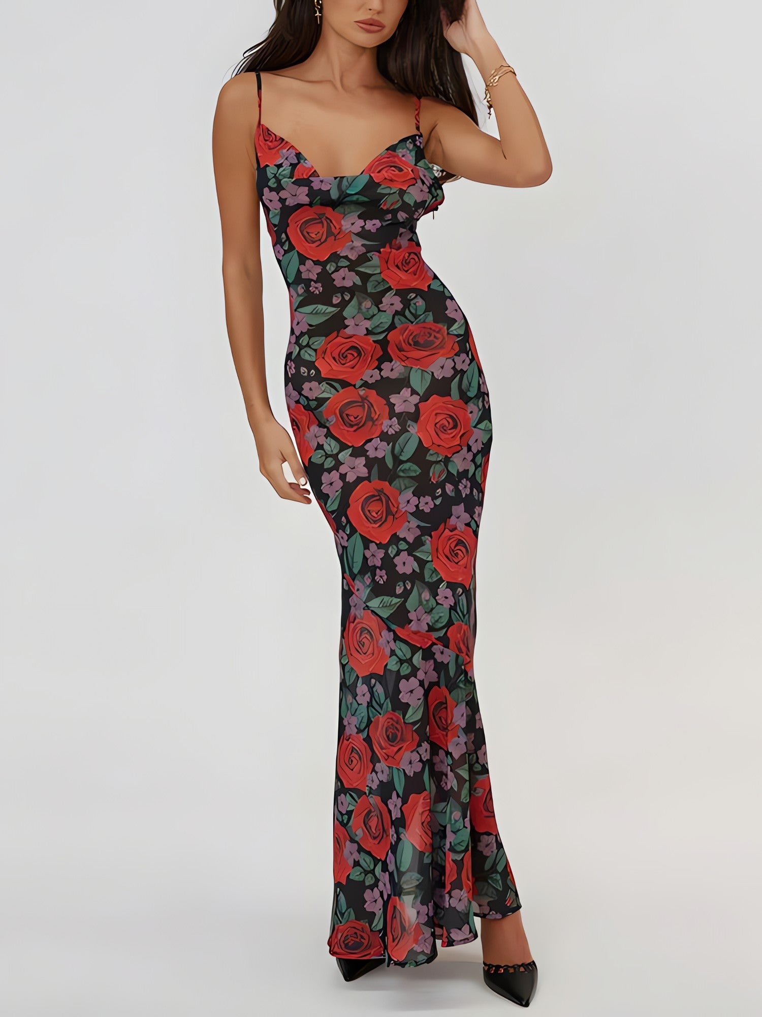Red Rose Maxi Dress - KAYSMAR