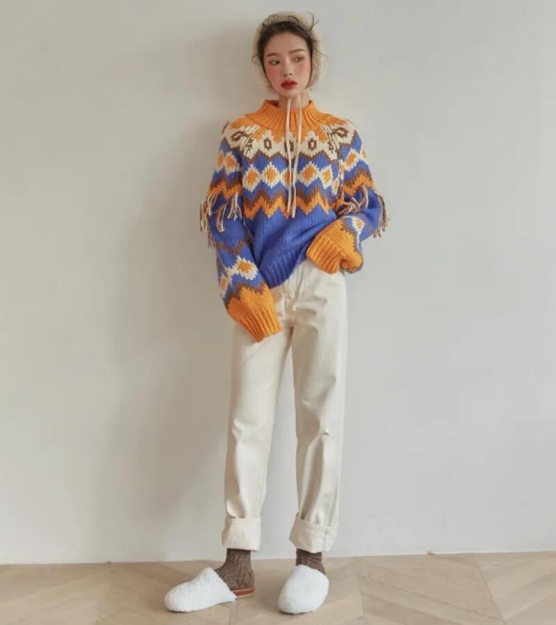 Retro Pattern Knitted Christmas Sweater - KAYSMAR