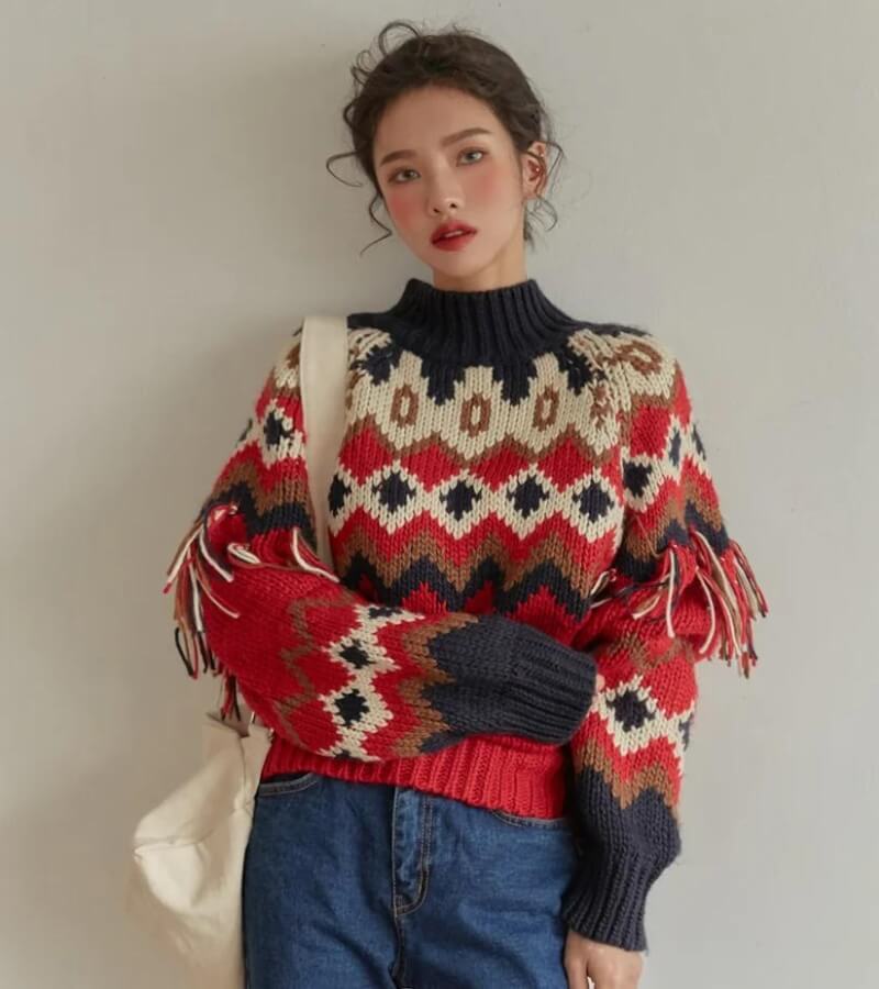 Retro Pattern Knitted Christmas Sweater - KAYSMAR