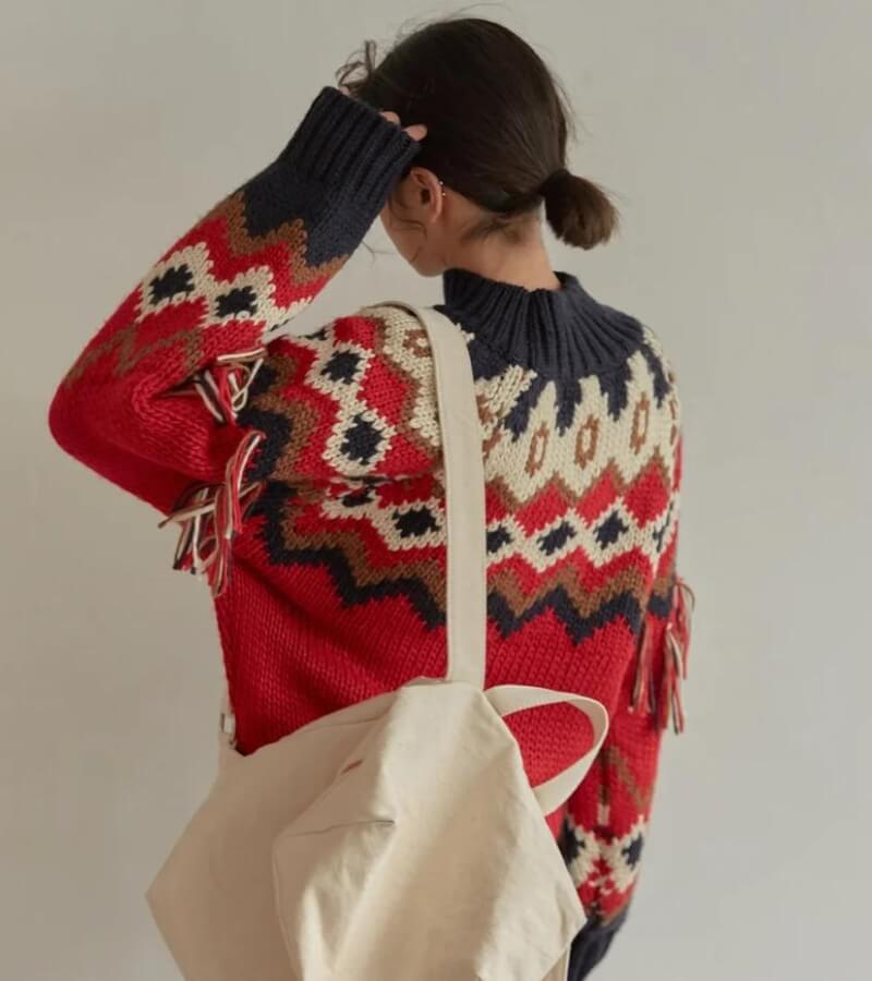 Retro Pattern Knitted Christmas Sweater - KAYSMAR