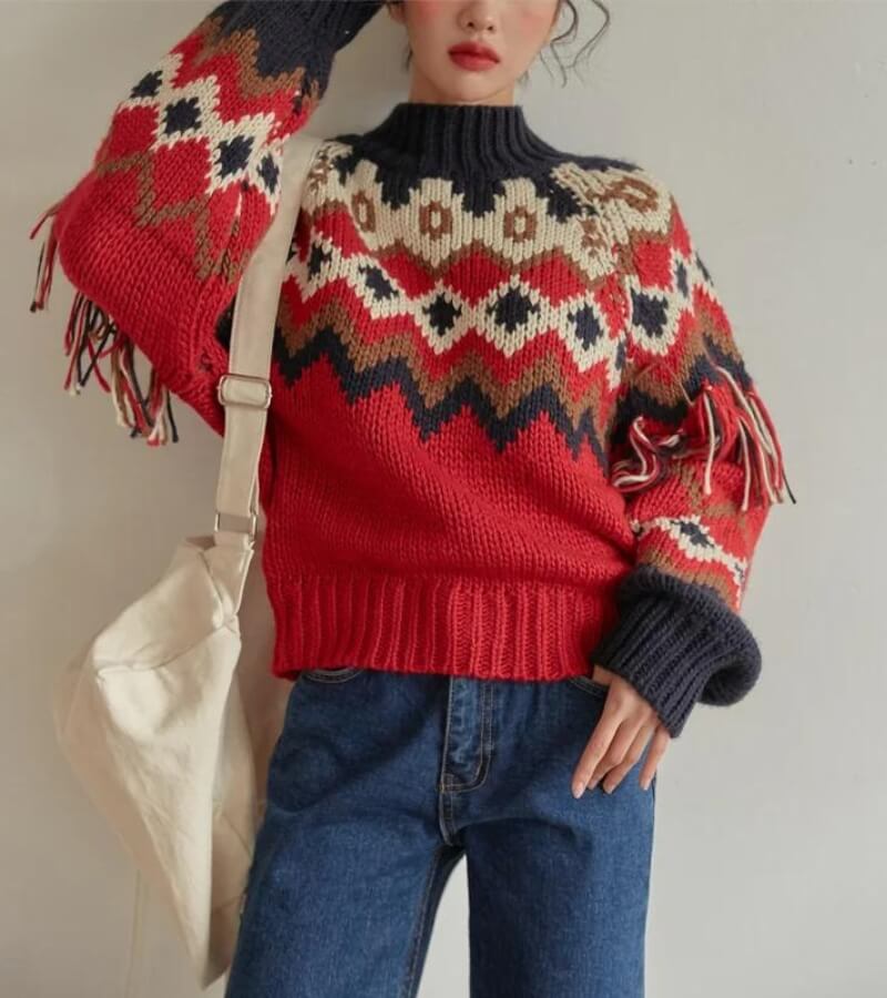 Retro Pattern Knitted Christmas Sweater - KAYSMAR