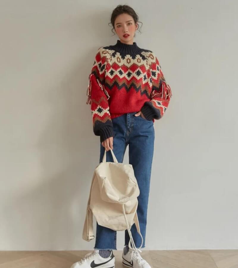 Retro Pattern Knitted Christmas Sweater - KAYSMAR
