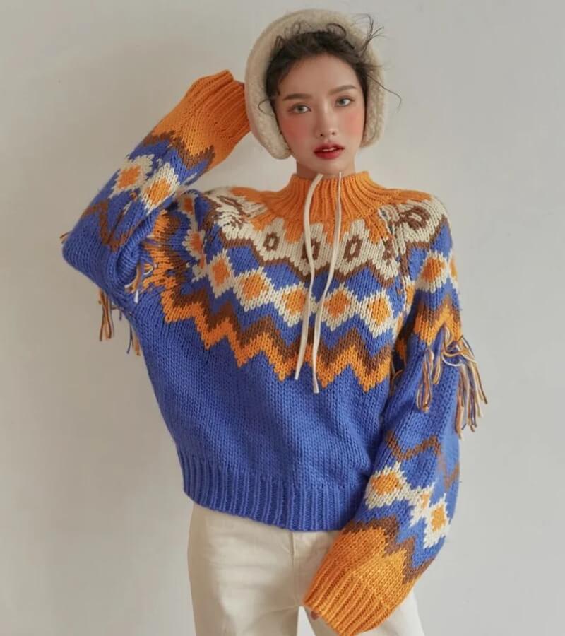 Retro Pattern Knitted Christmas Sweater - KAYSMAR