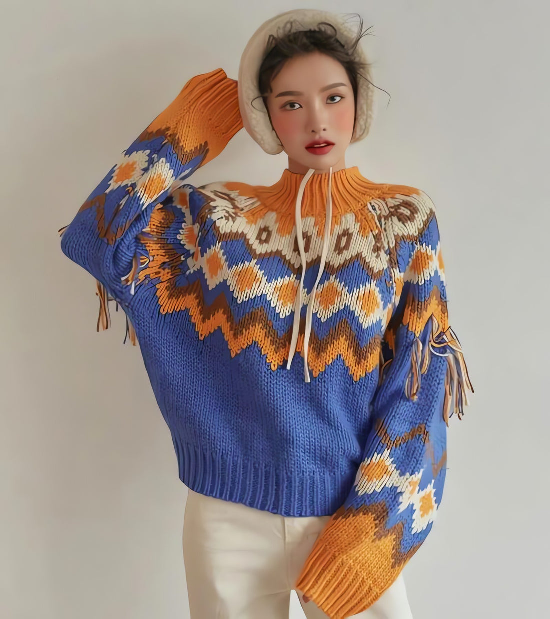 Retro Pattern Knitted Christmas Sweater - KAYSMAR