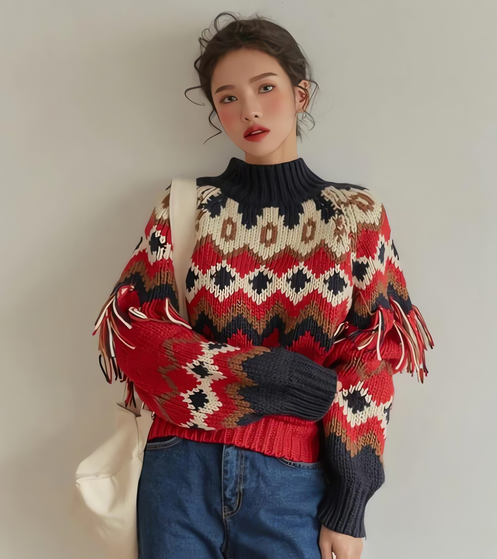 Retro Pattern Knitted Christmas Sweater - KAYSMAR