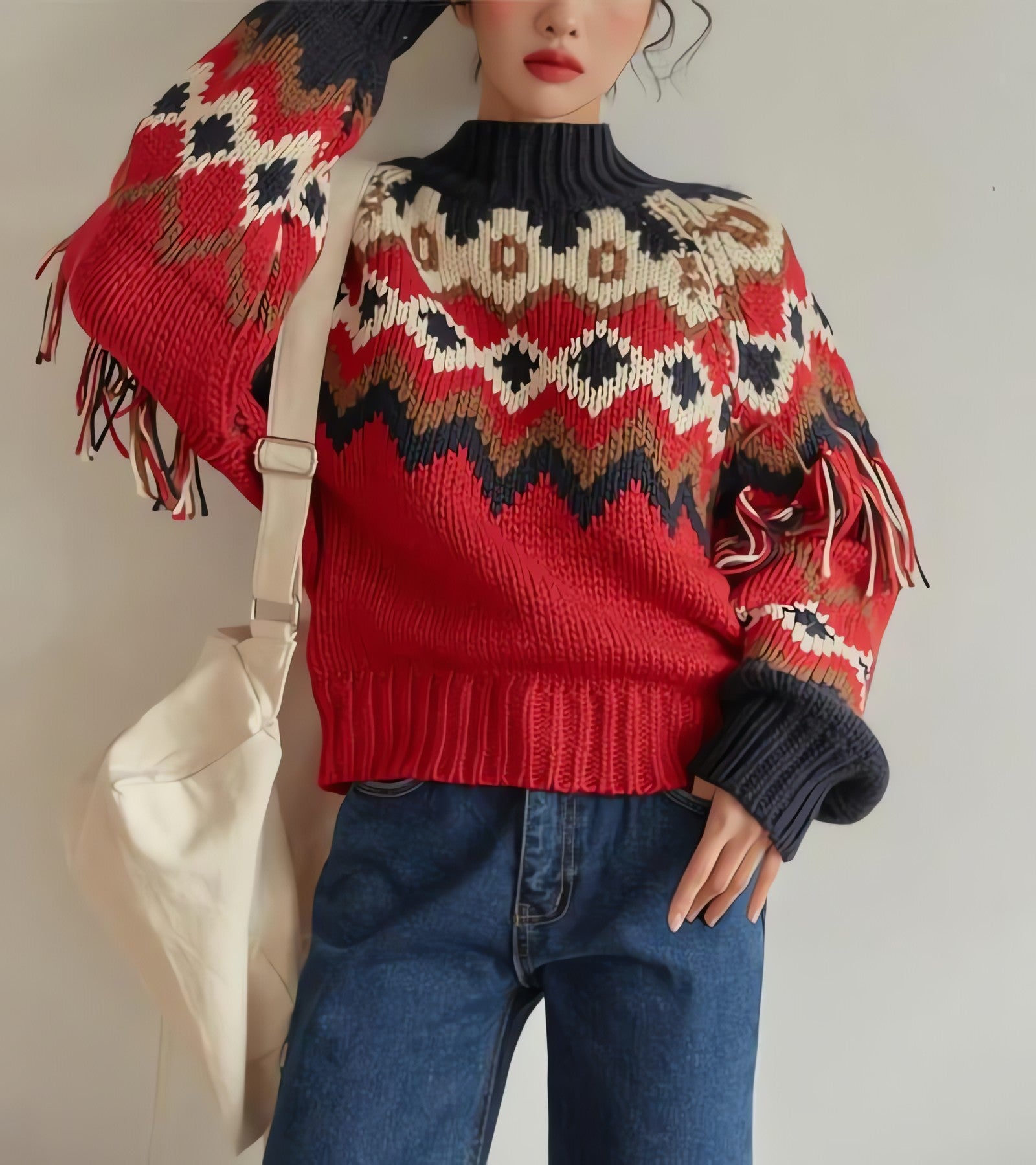 Retro Pattern Knitted Christmas Sweater - KAYSMAR