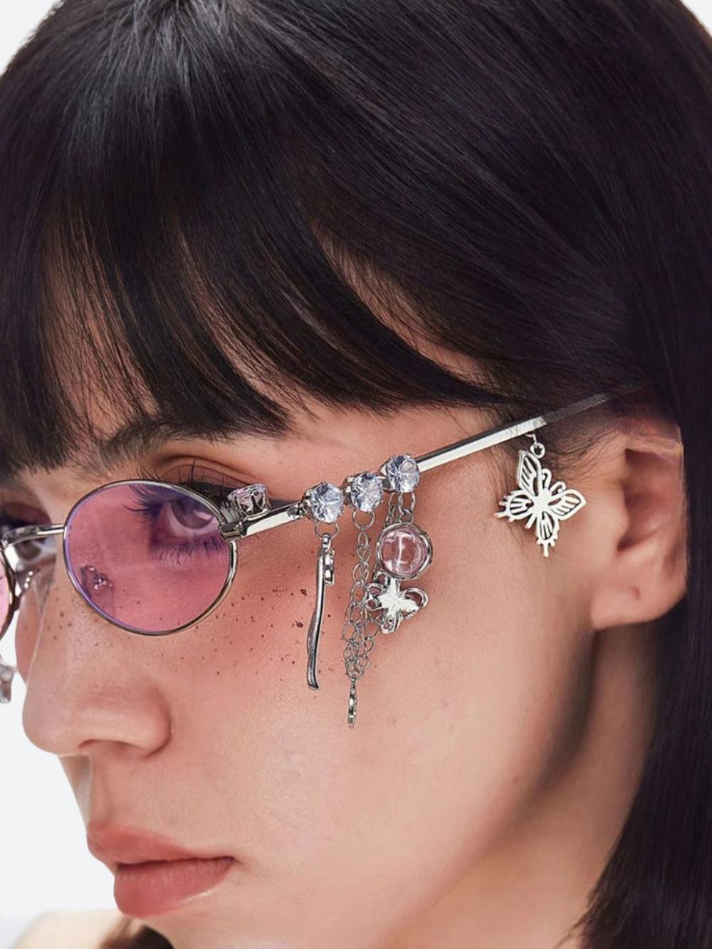 Rhinestone Oval Glasses - KAYSMAR