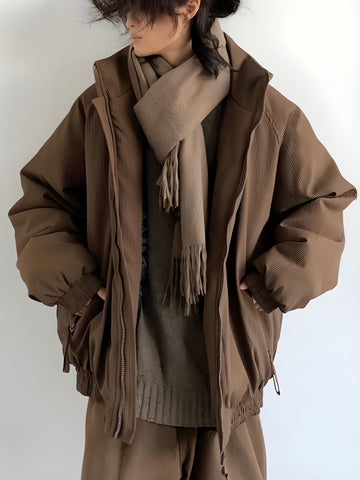 Ribbed High Neck Jacket - KAYSMAR