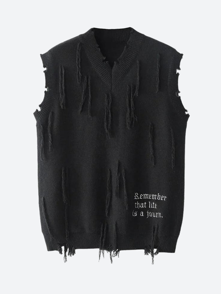 Ripped Tasseled Sweater Vest - KAYSMAR