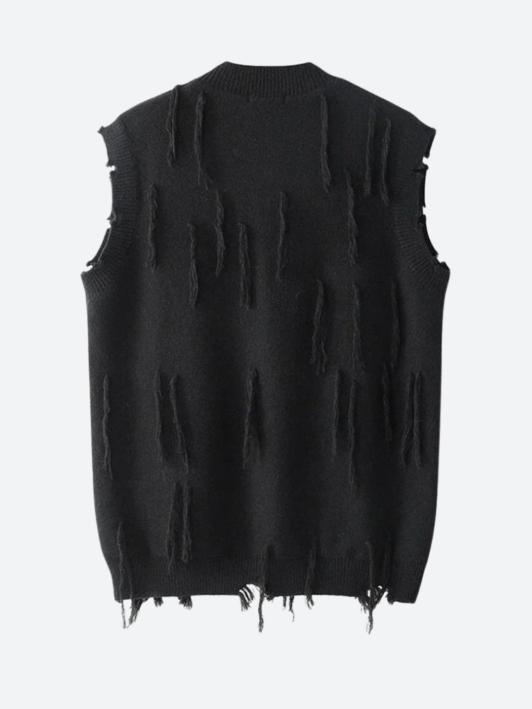 Ripped Tasseled Sweater Vest - KAYSMAR