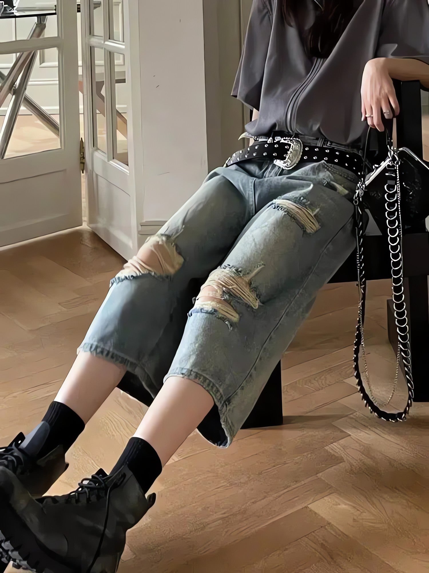Ripped Jean Shorts - KAYSMAR