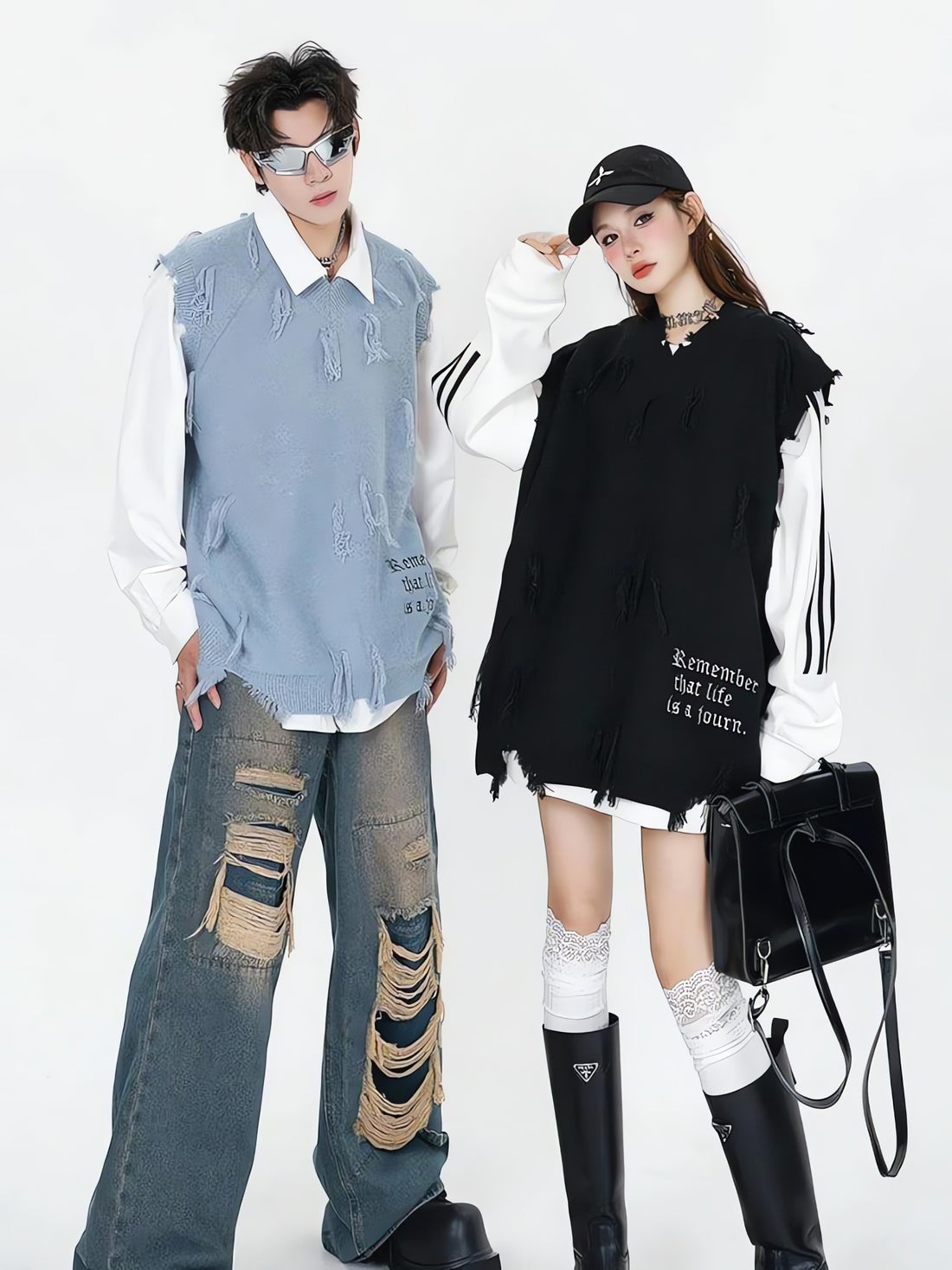 Ripped Tasseled Sweater Vest - KAYSMAR
