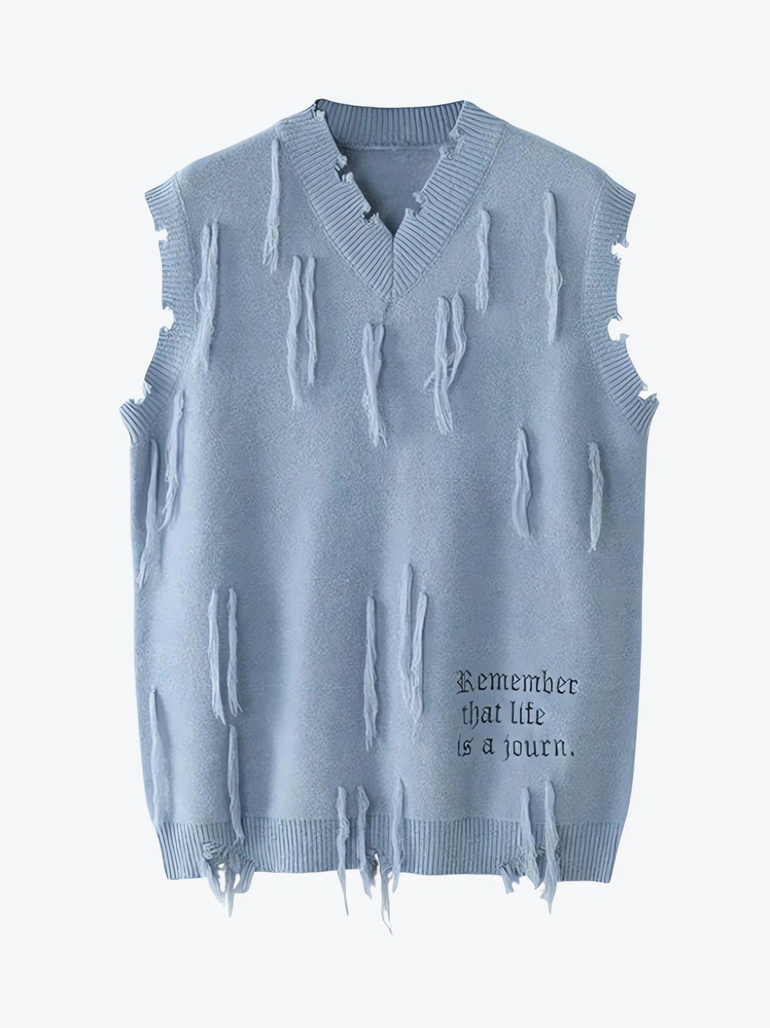 Ripped Tasseled Sweater Vest - KAYSMAR