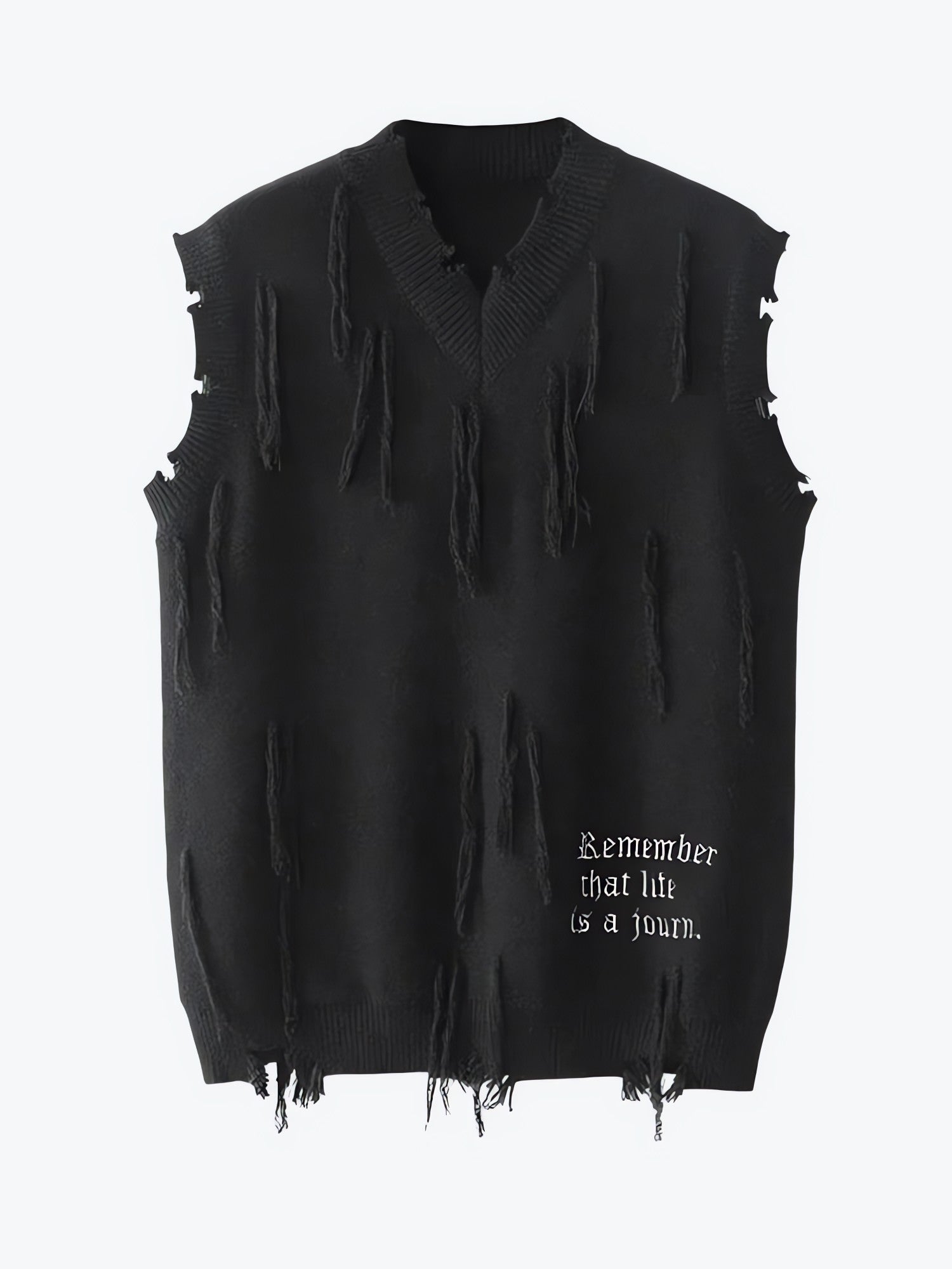 Ripped Tasseled Sweater Vest - KAYSMAR
