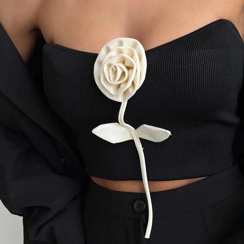 Rose Detail Strapless Top - KAYSMAR