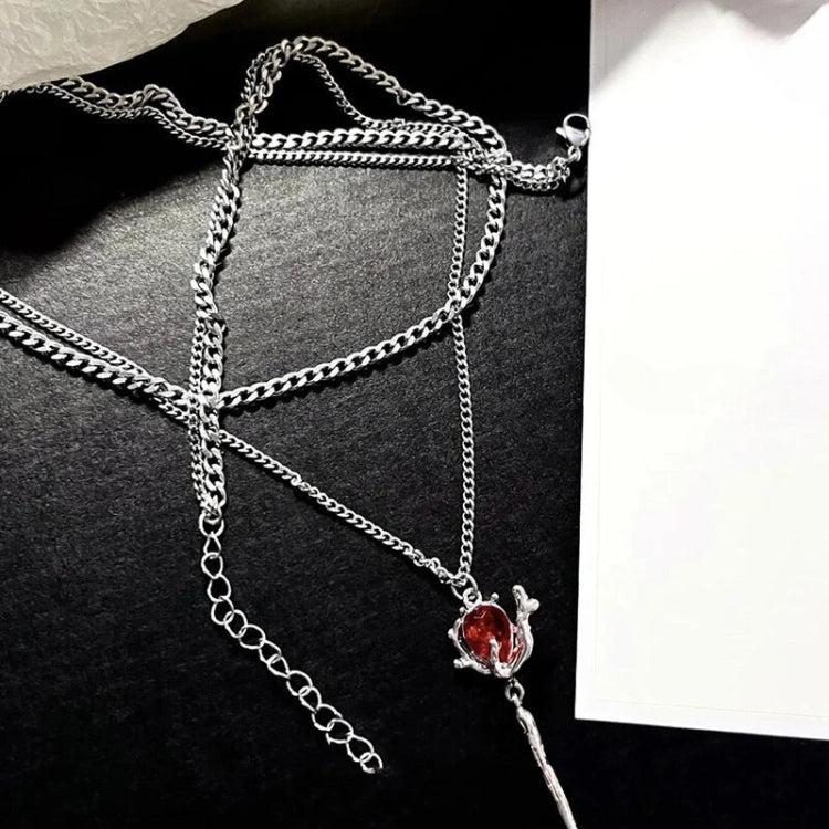 Rose Shaped Stoned Necklace - KAYSMAR