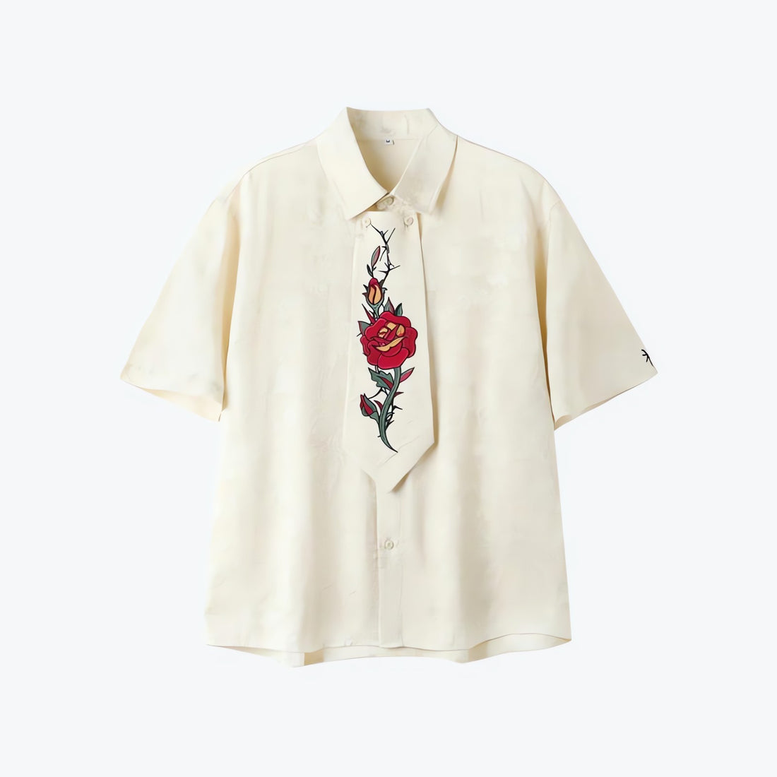 Rose Embroidery Tie Shirt - KAYSMAR