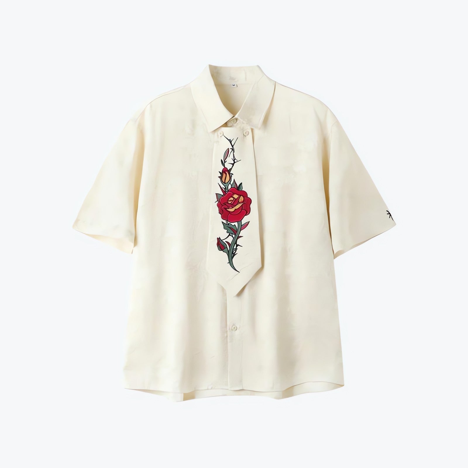 Rose Embroidery Tie Shirt - KAYSMAR