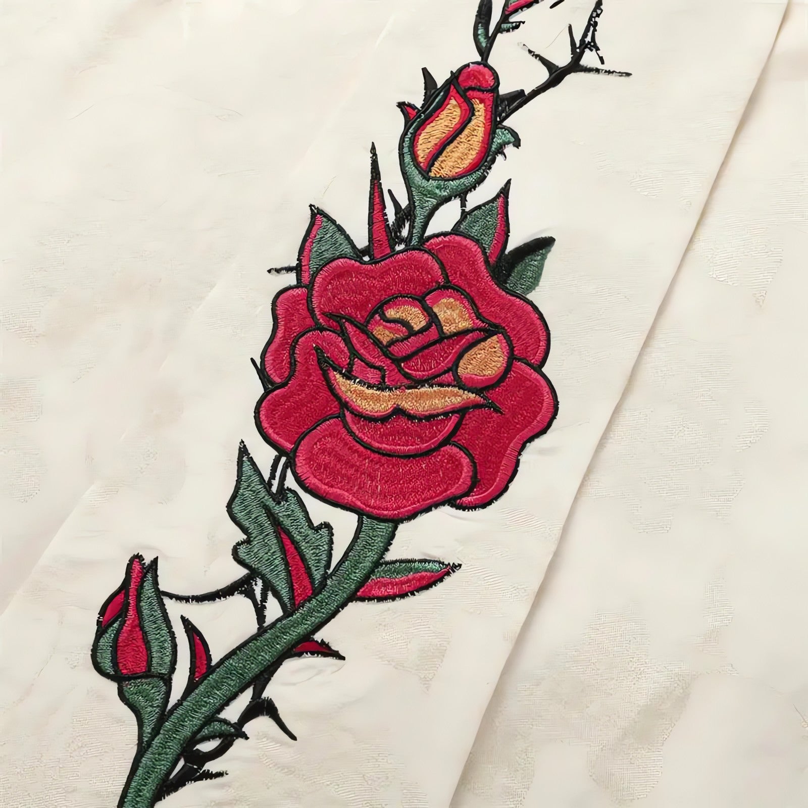 Rose Embroidery Tie Shirt - KAYSMAR