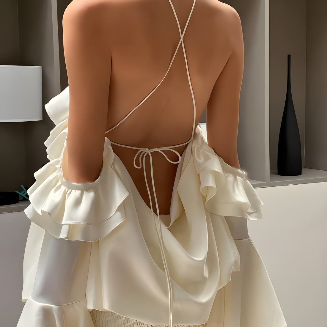 Rose Ruffled Mini Dress