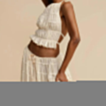 Ruched Backless Top & Maxi Skirt Two Piece Set