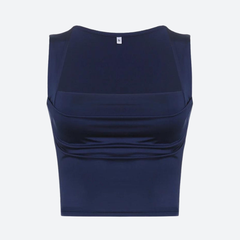 Ruched Square Neck Tank Top - KAYSMAR