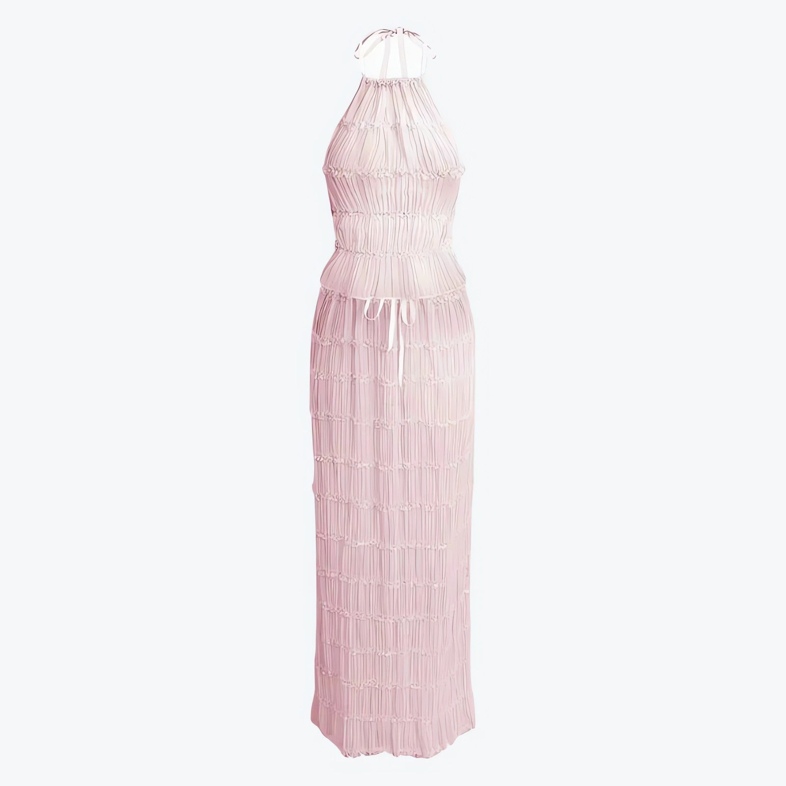 Ruched Backless Top & Maxi Skirt Two Piece Set - KAYSMAR