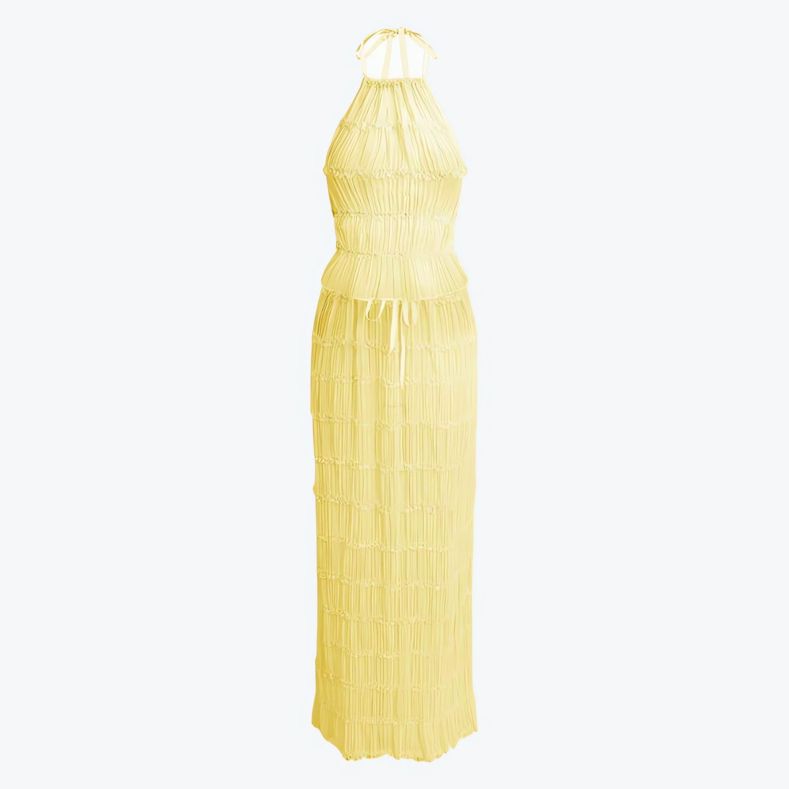 Ruched Backless Top & Maxi Skirt Two Piece Set - KAYSMAR
