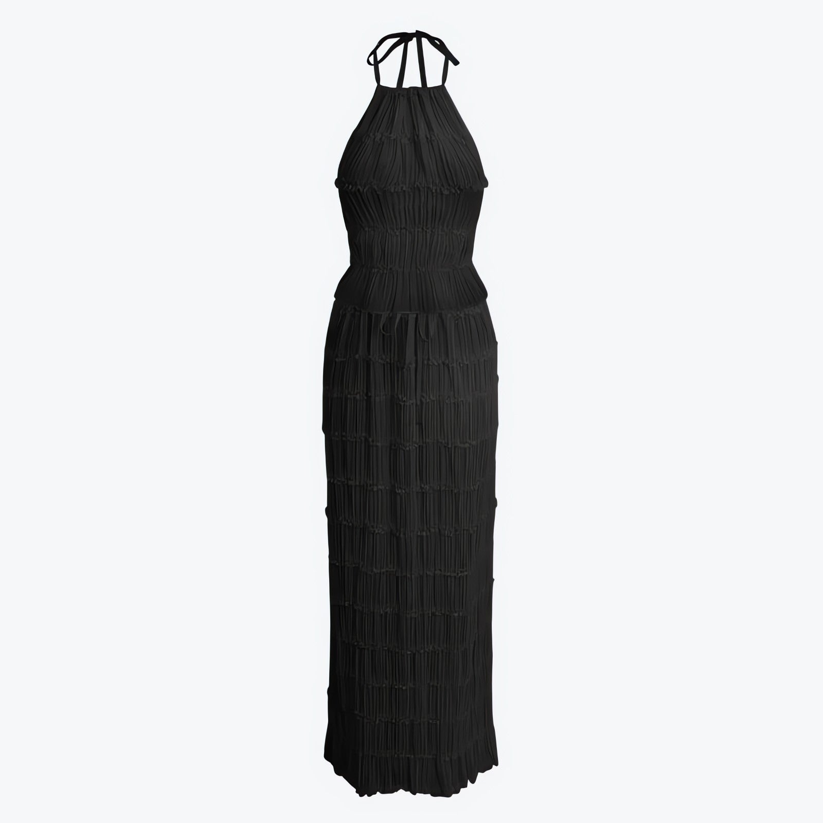 Ruched Backless Top & Maxi Skirt Two Piece Set - KAYSMAR