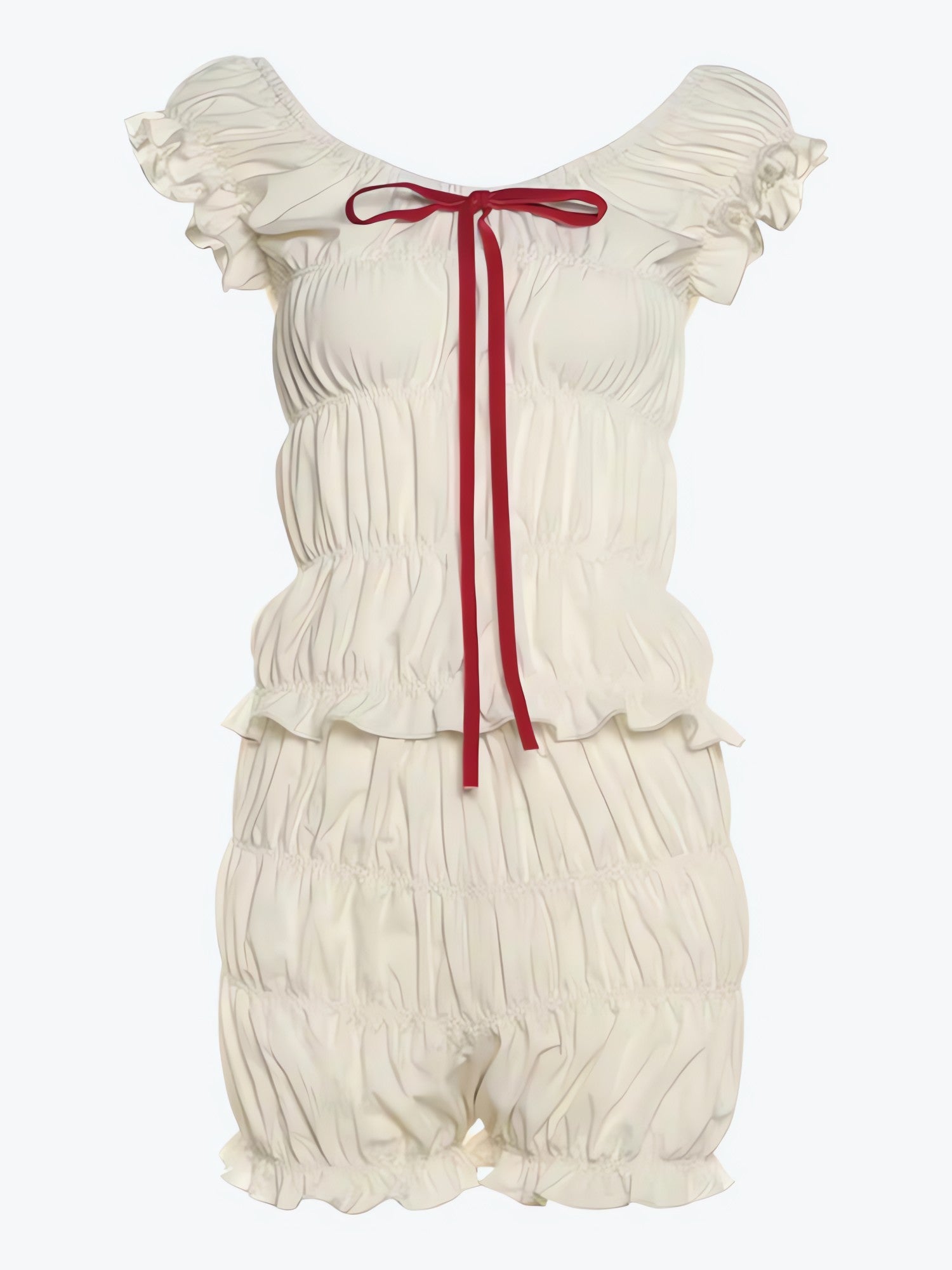 Ruched Off Shoulder Top & Shorts Two Piece Set - KAYSMAR